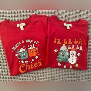 Vintage Christmas shirt bundle red shirts size large Xmas theme